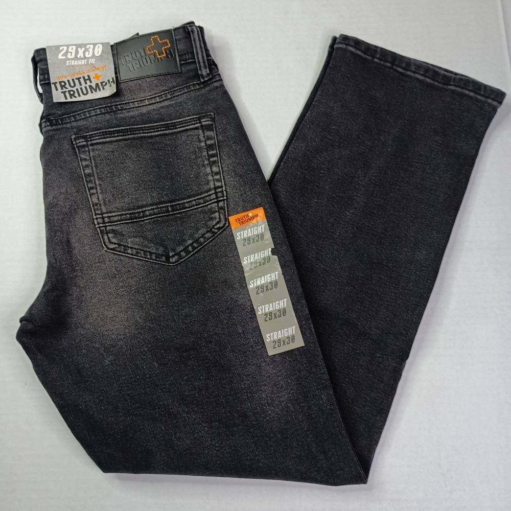 Truth + Triumph Straight Regular Fit Jeans Men's Size 29x30 Black Ultra Stretch‎